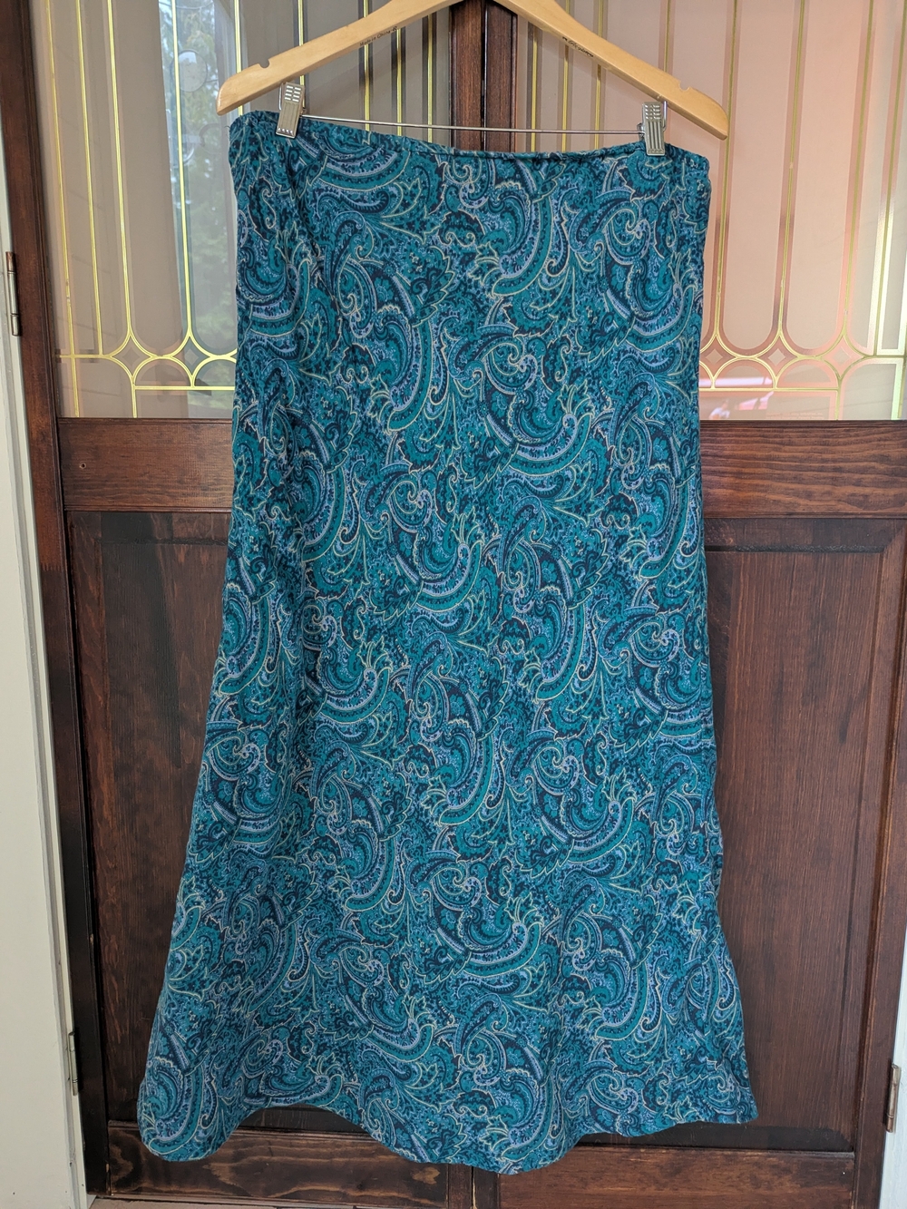 Eddie Bauer Teal Paisley Maxi Skirt